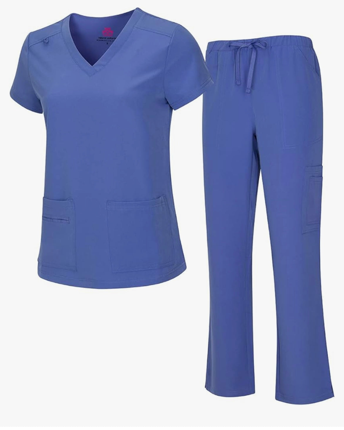 Natural Uniforms Women's Cool Stretch V-Neck Top and Cargo Pant Scrub Set