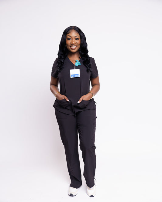 Natural Uniforms Women's Cool Stretch V-Neck Top and Cargo Pant Scrub Set